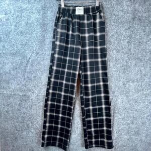 Lorand-Us Pants Women S Black Beige Plaid Stretch High Rise Straight Leg Pull On